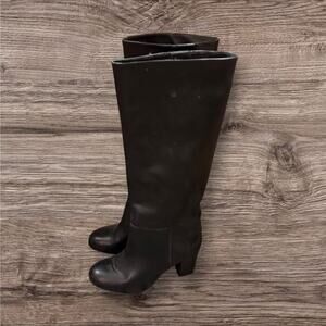 ShoeMint Tall Black Heeled boots size 6 Pull on Zip